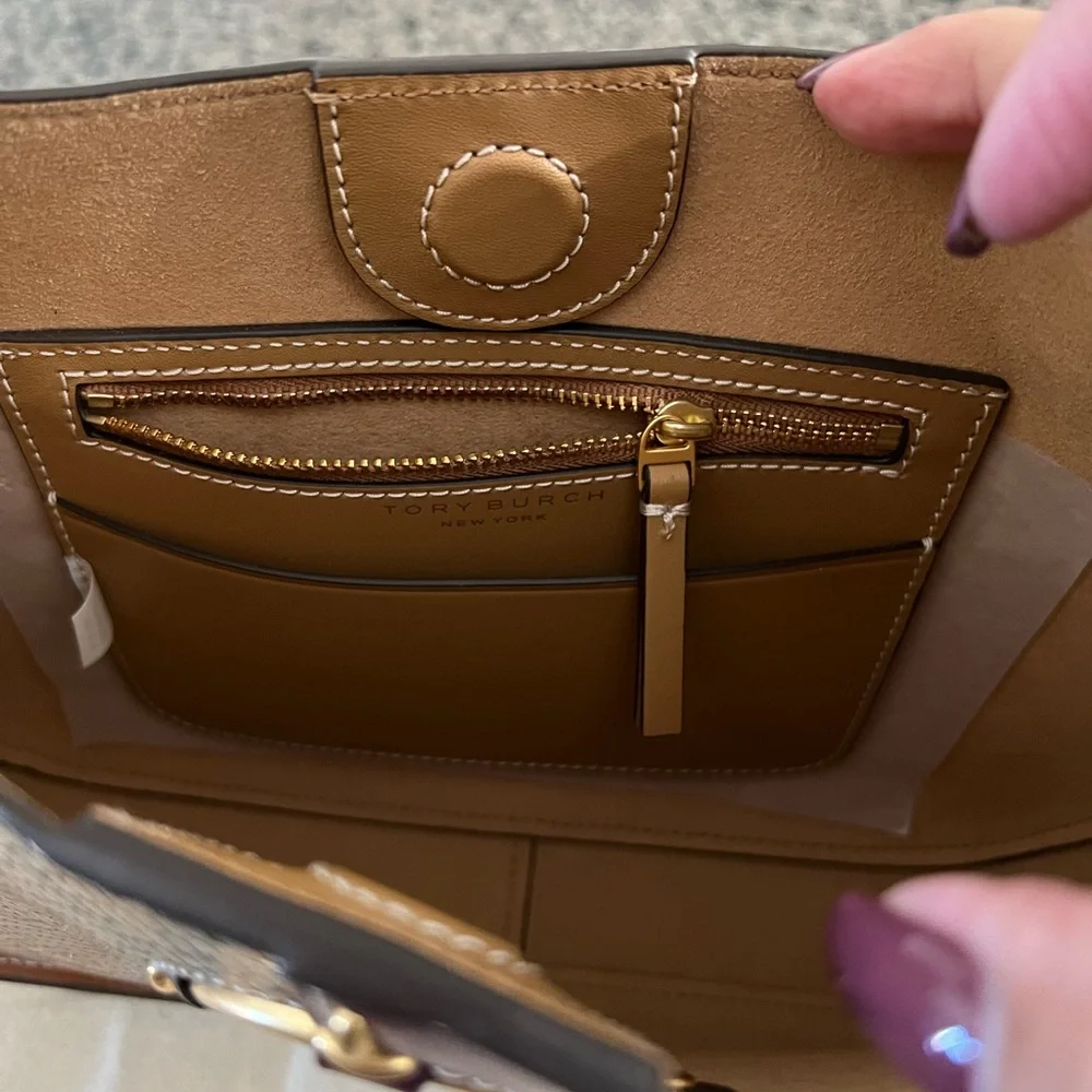 NWOT Tory Burch Brown, Tan and Snakeskin Shoulder Bag - Picture 5 of 12